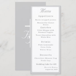 Silver & White The Refined Catholic Wedding Menükarte