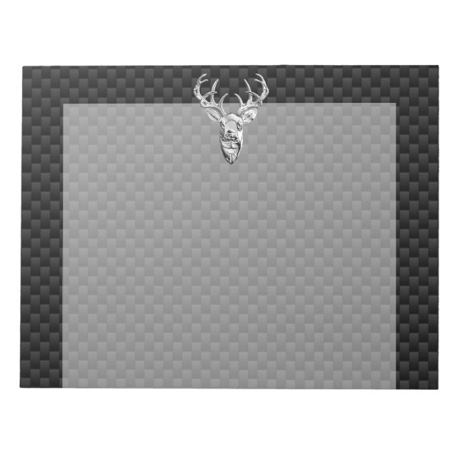 Silver Wild Deer on Carbon Fiber Style Dekoration Notizblock (Vorderseite)