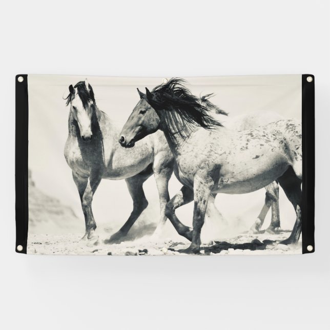 SILVER WILDERPFERDE VON UTAH WALL ART Banner (Horizontal)
