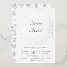 Silver Winter Beeren Kranz Hochzeitfolie invitati