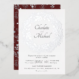 Silver Winter Beeren Kranz Hochzeitfolie invitati Folieneinladung