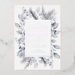 Silver Winter Botanischer Urlaub Save the Date Folieneinladung
