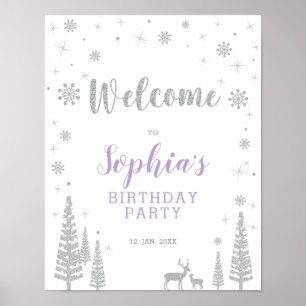 Silver Winter Girl Affiche de bienvenue de fête d'