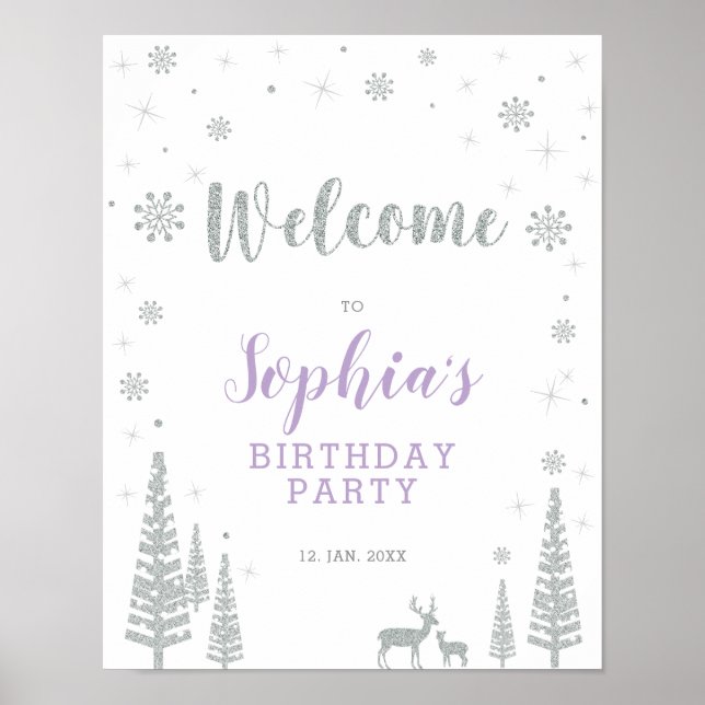 Silver Winter Girl Affiche de bienvenue de fête d' (Devant)