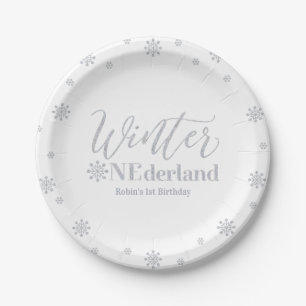 Silver Winter Onederland 1. Geburtstagsfeier Pappteller