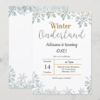 Silver Winter Onederland Einladung zum Geburtstag
