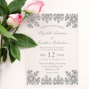 Silver Winter Snowflake Wedding Acryleinladungen