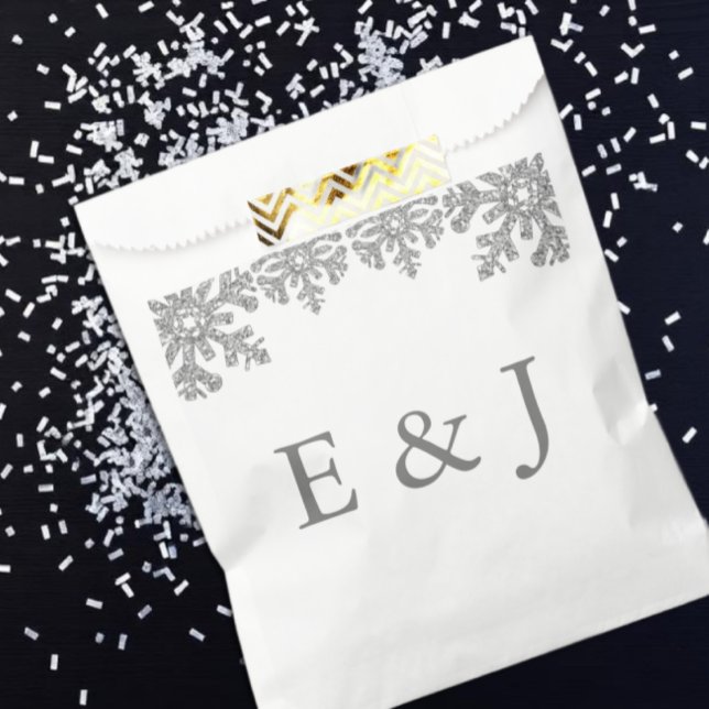 Silver Winter Snowflake Wedding Geschenktütchen (Von Creator hochgeladen)
