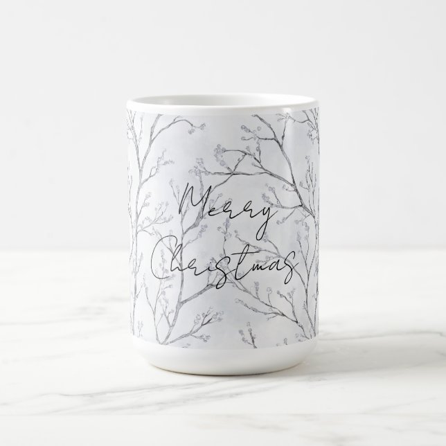 Silver Winter Trees Weihnachten Kaffeetasse (Mittel)