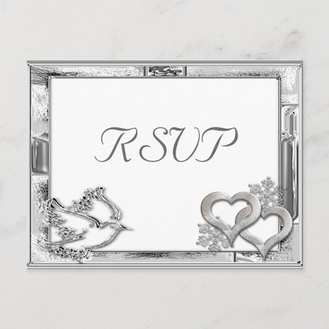 Silver Winter Wedding UAWG Postcard Einladungspostkarte (Vorderseite)