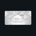 Silver Winter Wonderland Christmas Address Labels Adressaufkleber<br><div class="desc">Weihnachts Feiertag Adresse Labels. Elegante Silber-Kristall-Schneeflocken und Seidenbogen. Bitte beachten Sie: Alle flachen Bilder haben keine echten Juwelen oder Bows!</div>