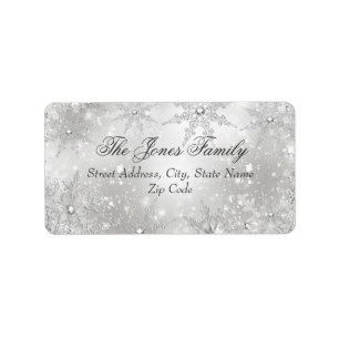 Silver Winter Wonderland Christmas Address Labels Adressaufkleber