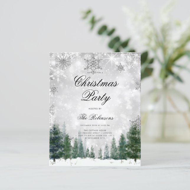 Silver Winter Wonderland Einladung Programm Menü (Stehend Vorderseite)
