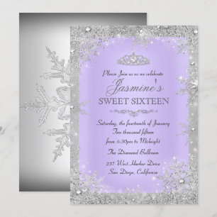 Silver Winter Wonderland lila süß 16 Einladung