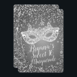 Silver Winter Wonderland Masquerade Sweet 16 Party Einladung<br><div class="desc">Anpassen für Ihre Veranstaltung</div>