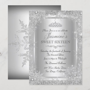 Silver Winter Wonderland Sweet 16 Einladung