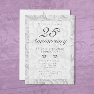 Silver Wirbel Einladung zum 25. Hochzeitstag