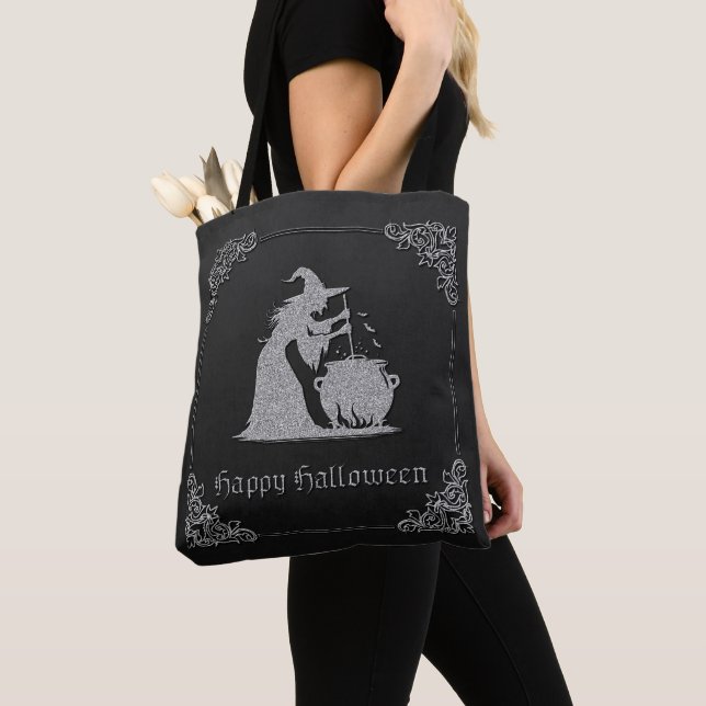 Silver Witch & Cauldron Halloween Tasche (Von Nahem)