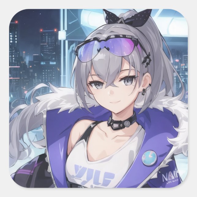 Silver Wolf fan art 1 Quadratischer Aufkleber (Vorderseite)