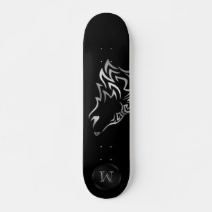 Silver Wolf Tribal Monogramm Skateboard
