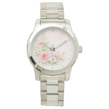 Silver wristwatch with a soft floral design – blos