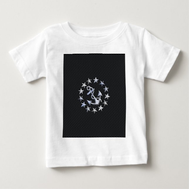 Silver Yacht Naval Flag auf Charcoal Grille Baby T-shirt (Vorderseite)