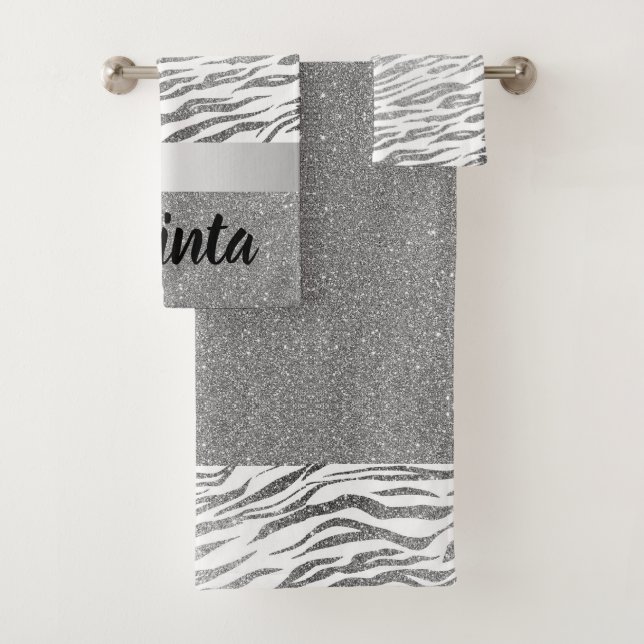 Silver Zebra Print Glitter Personalized (En situation)