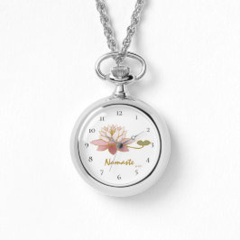 *~* Silver Zen Pink Namaste Pink Blume Spirituell Armbanduhr