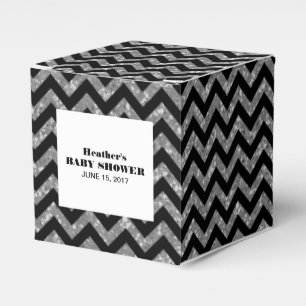 Silver Zickzack Glitzer Baby Dusche Fevor Boxen Geschenkschachtel
