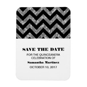 Silver Zickzack Glitzer Quinceañera Magnet
