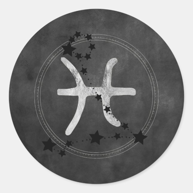 Silver zodiac Pisces twin fish astrology journal Runder Aufkleber (Vorderseite)