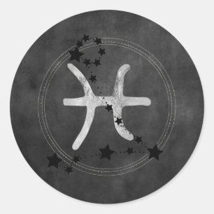 Silver zodiac Pisces twin fish astrology journal Runder Aufkleber