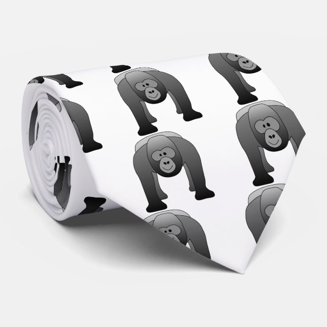 Silverback Gorilla Cartoon Krawatte (Gerollt)