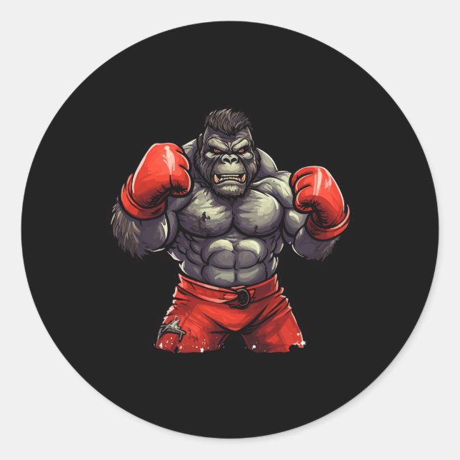 Silverback Gorilla Gym Apparel Body Gebäude Boxin Runder Aufkleber (Vorderseite)