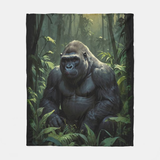 Silverback Gorilla in Ruanda Fleecedecke (Vorderseite)