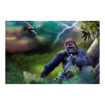 SILVERBACK GORILLA JUNGLE ERLEUCHTUNG