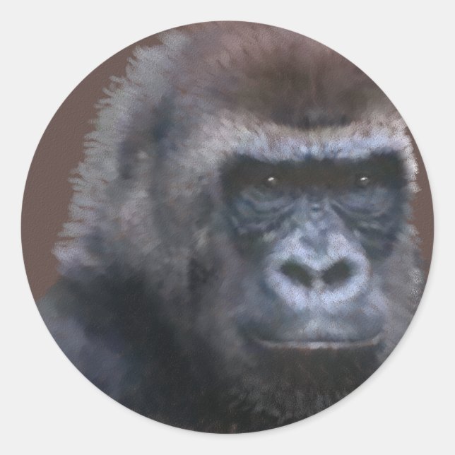 Silverback Gorilla Runder Aufkleber (Vorderseite)
