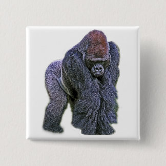 Silverback-Gorilla, Weiß-Rückseite (g2p2) Button
