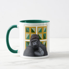 Silverback Gorilla Yellow und Green Geometric Tasse