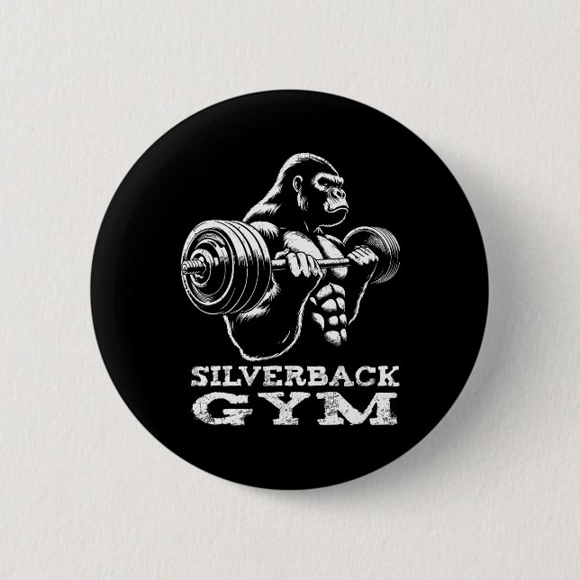 Silverback Gym Gorilla Weightlift Workout Fitne Button (Vorderseite)
