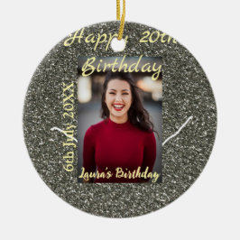 Silverglitter Foto 20. Geburtstag Namensdatum hinz Keramik Ornament