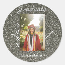 Silverglitter Foto Abschluss hinzufügen Namensklas