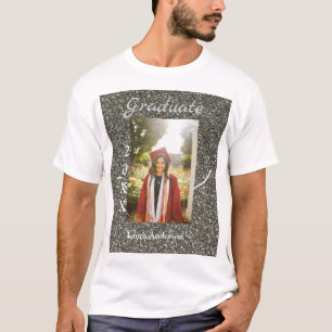Silverglitter Foto Abschluss hinzufügen Namensklas T-Shirt