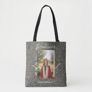 Silverglitter Foto Abschluss hinzufügen Namensklas Tasche