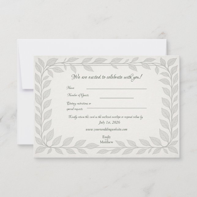Silverleaf Elven Wedding - Leaf Replik Design Dankeskarte (Vorderseite)
