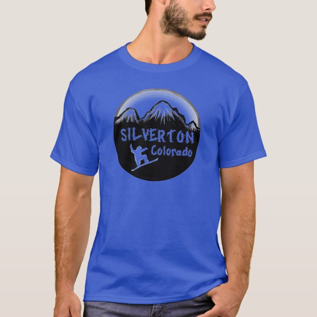 Silverton Colorado künstlerischer Skifahrer T-Shirt (Vorderseite)