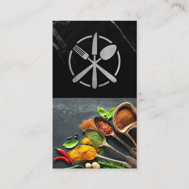 Silverware Gold Logo | Schwarzer Marmor | Gewürze Visitenkarte (Vorderseite)