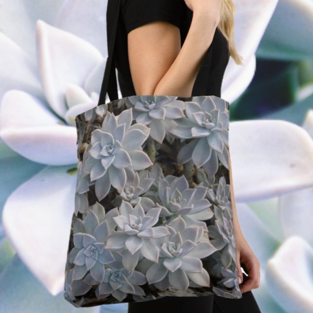 Silvery Blue Gray Succulents Botanical Tasche (Von Creator hochgeladen)