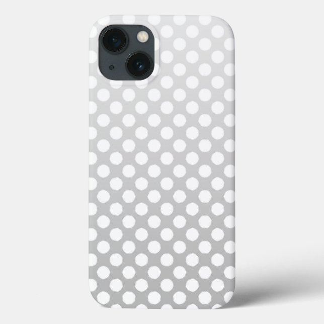 Silvery Gray and White Polka Dot Pattern Case-Mate iPhone Hülle (Rückseite)
