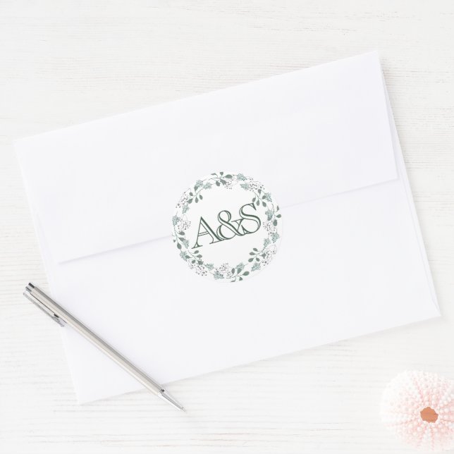 Silvery Green Eucalyptus Wedding Runder Aufkleber (Umschlag)